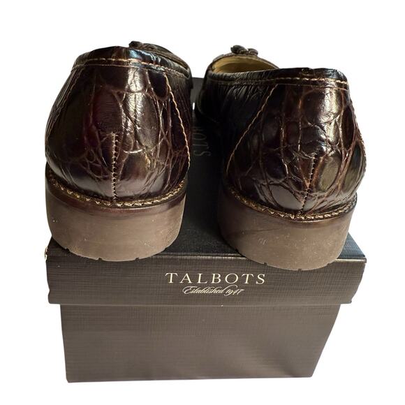 Talbots Caster3 Loafer 8M Women Croc Embossed Leather Shoes Lug Sole Tassels - Picture 4 of 8